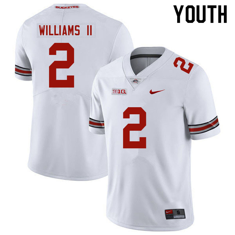 Ohio State Buckeyes Kourt Williams II Youth #2 White Authentic Stitched College Football Jersey